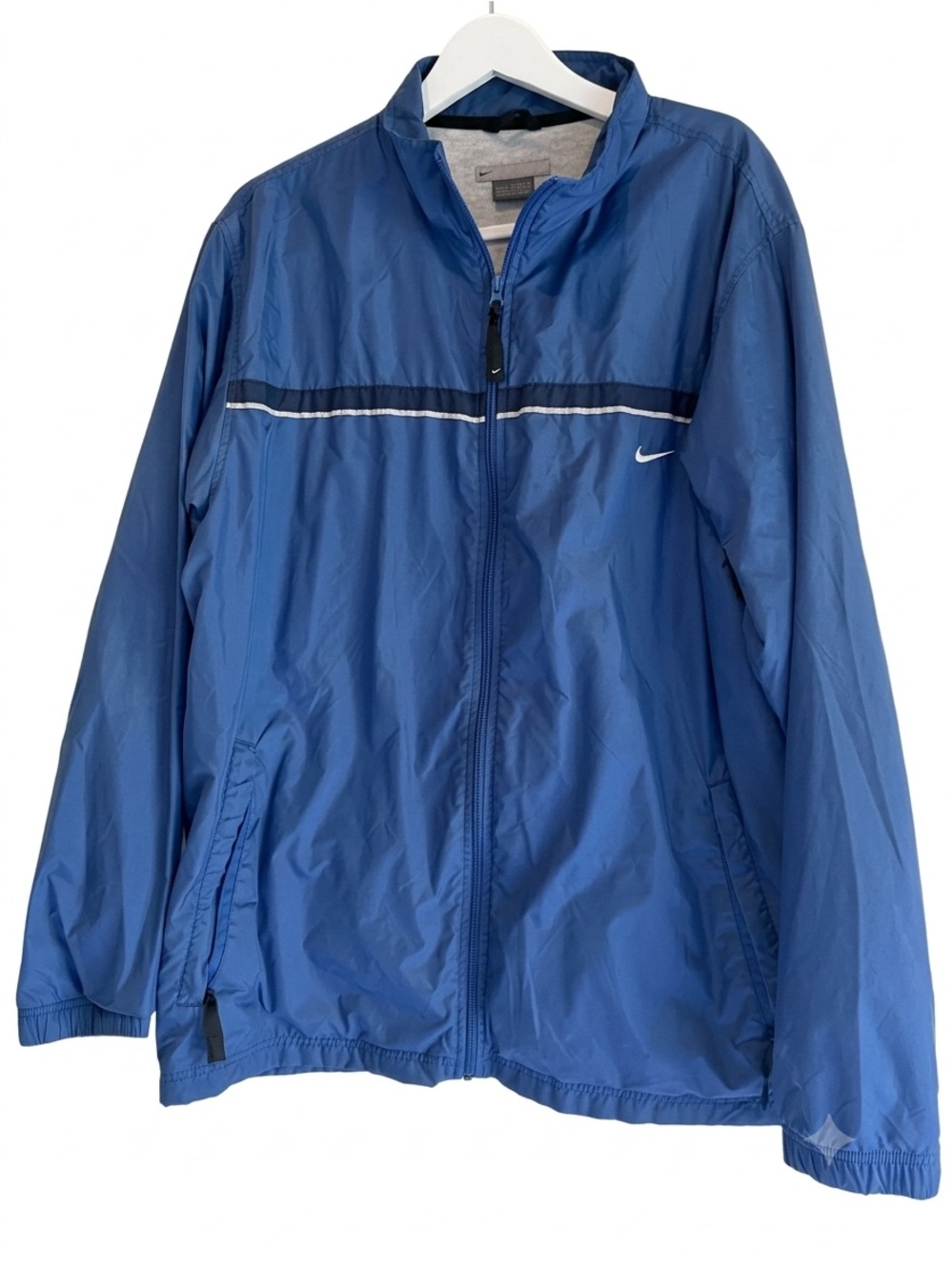 Nike Vintage Windbreaker Track Jacket Blue Full Zip Mens L Embroidered Swoosh
